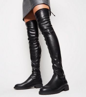 Black Chunky Over the Knee Boots | New Look