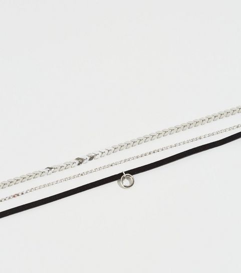 3 Pack Silver Grunge Chokers