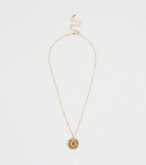 Gold Halo Circle Pendant Necklace