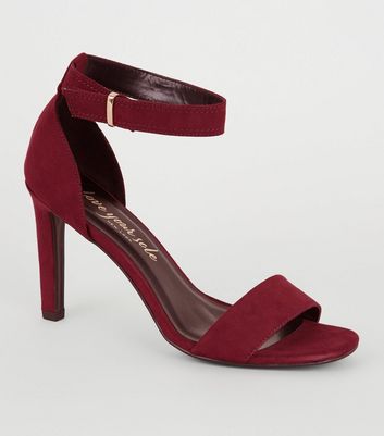 dark red heeled sandals