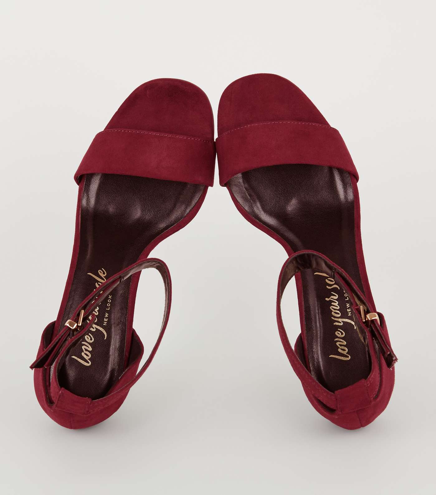 Dark Red Suedette Slim Heel Sandals Image 3