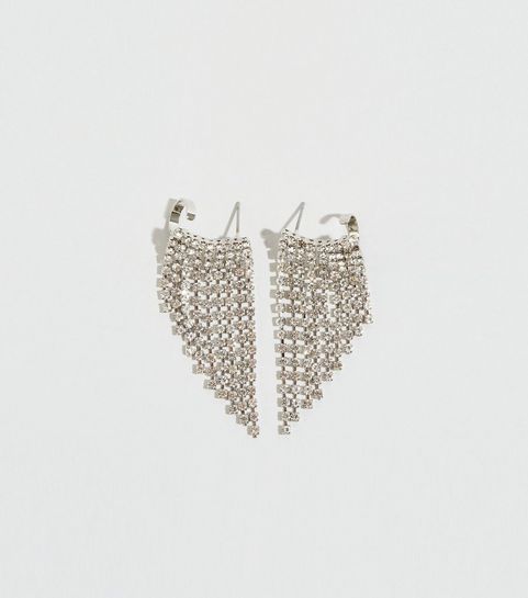 Silver Diamanté Tassel Ear Cuffs