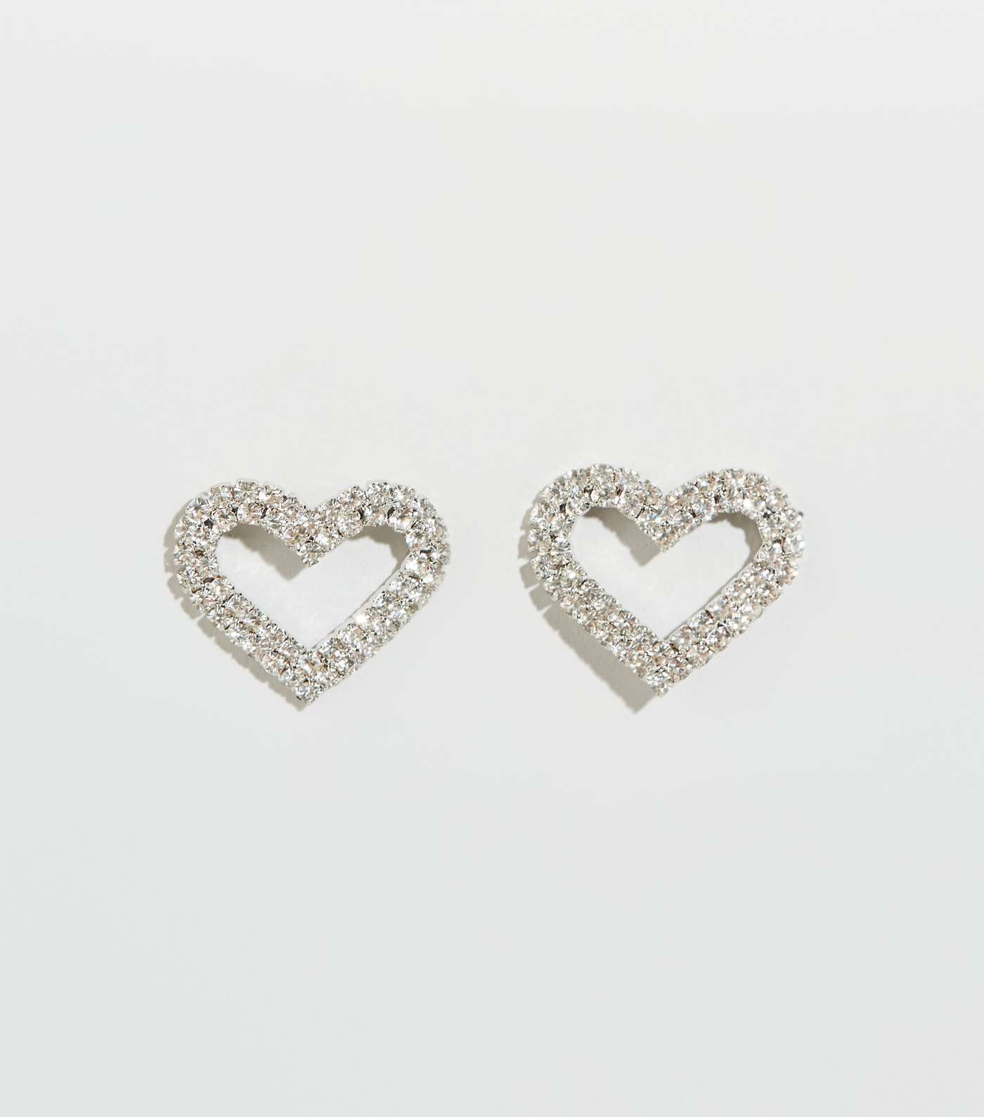 Silver Diamanté Heart Earrings