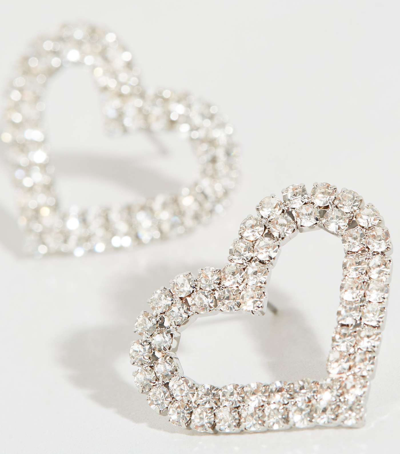 Silver Diamanté Heart Earrings Image 3