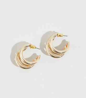 Hoop Earrings Silver Gold New Look Gold Chunky Triple Hoop Earrings