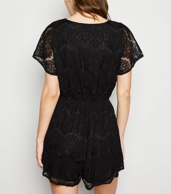 new look black lace playsuit