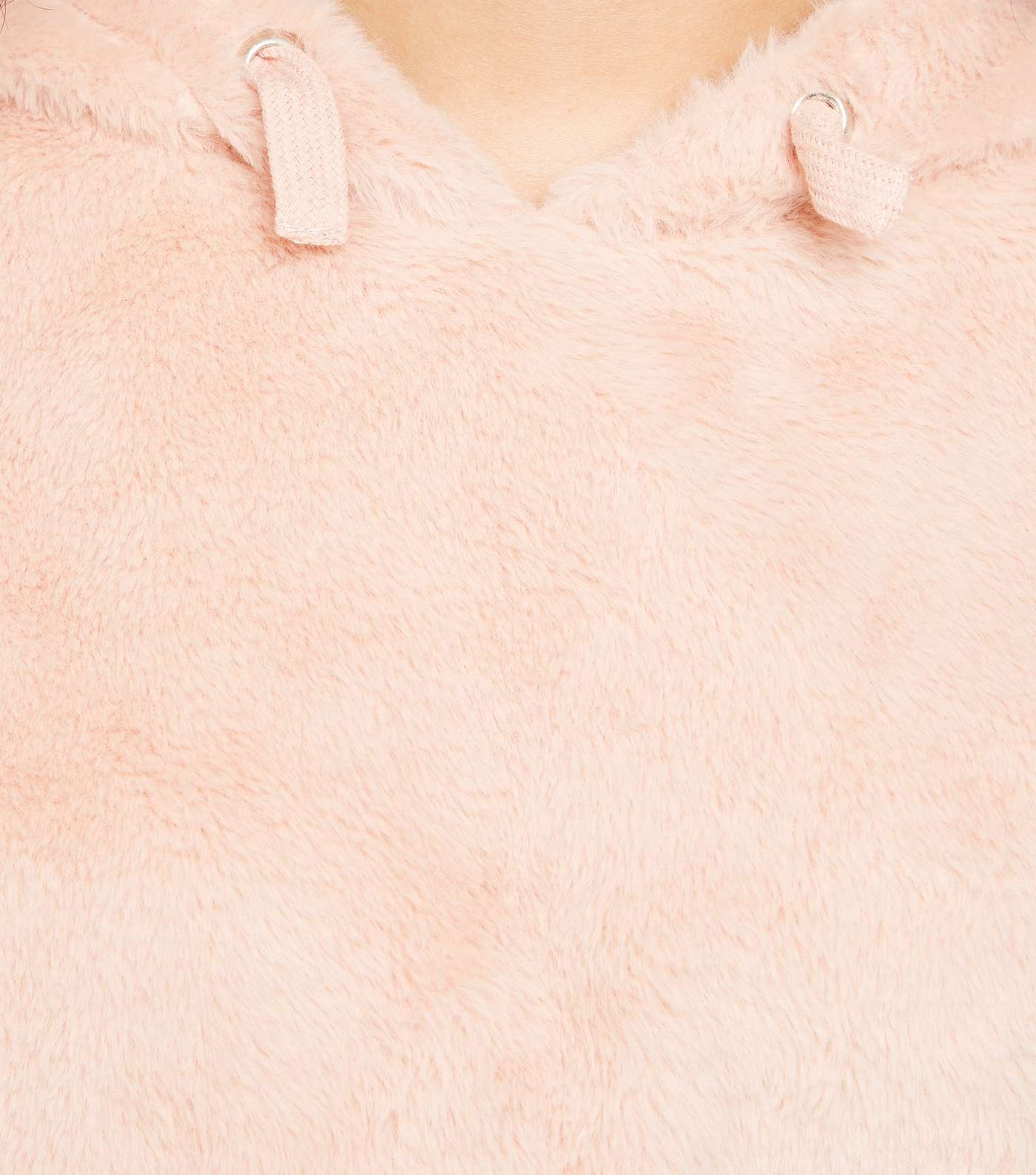 Girls Pale Pink Faux Fur Hoodie Image 6