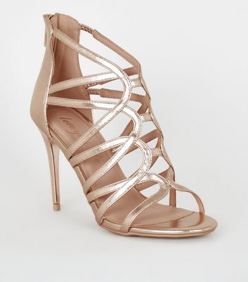 new look gold strappy heels