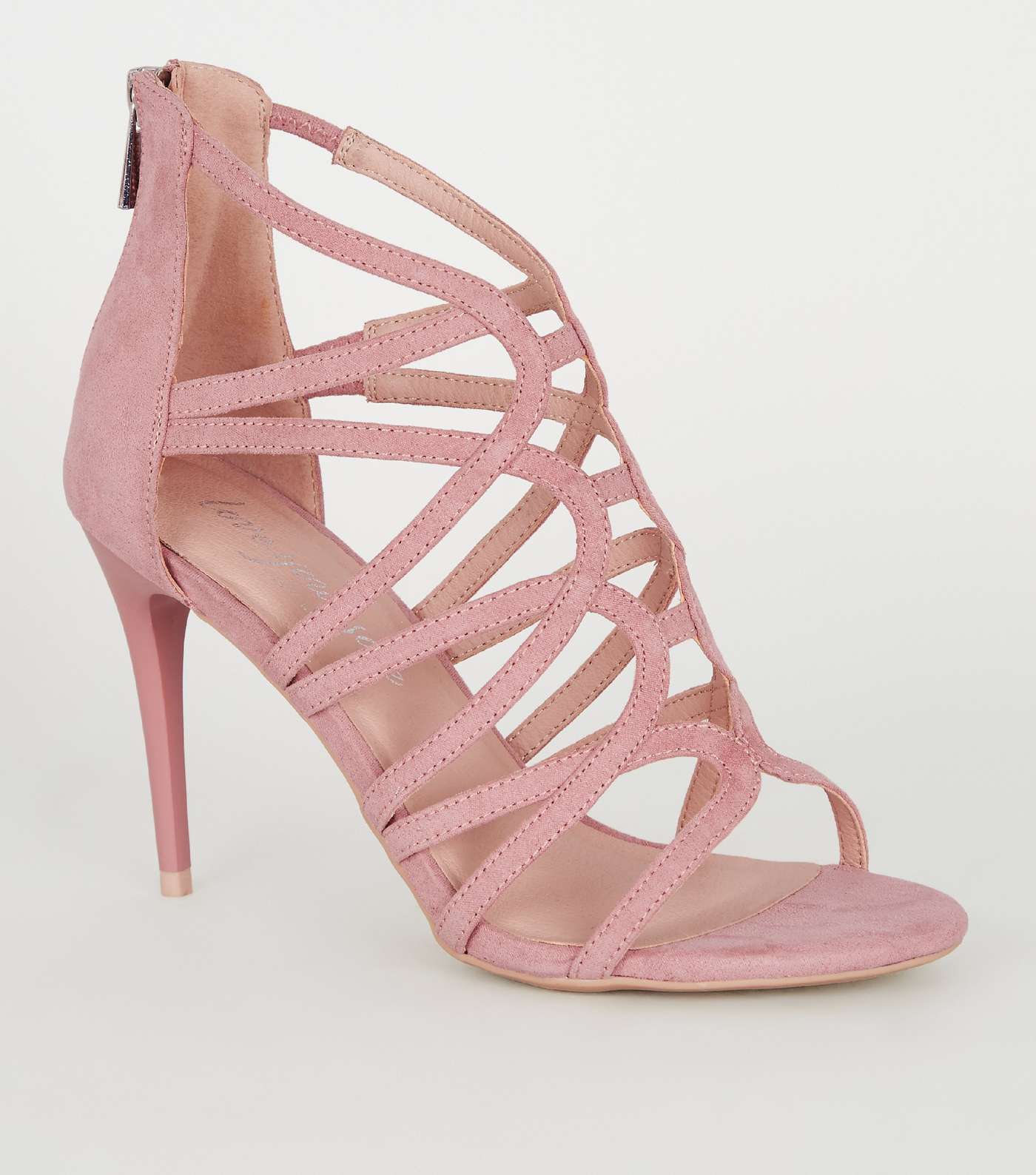 Pink Suedette Strappy Stiletto Heels