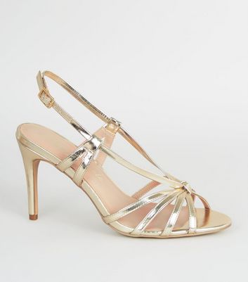 gold strappy heels new look