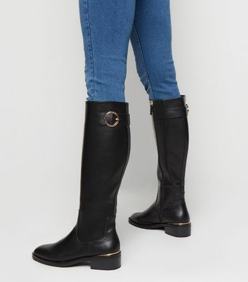 ladies black leather booties