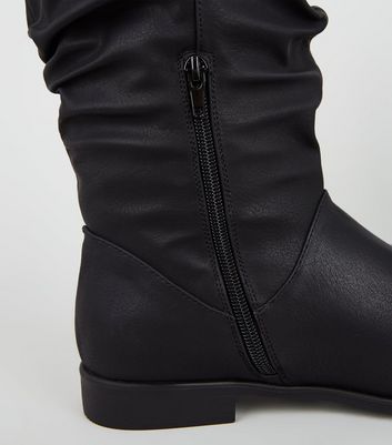 womens black leather slouch boots