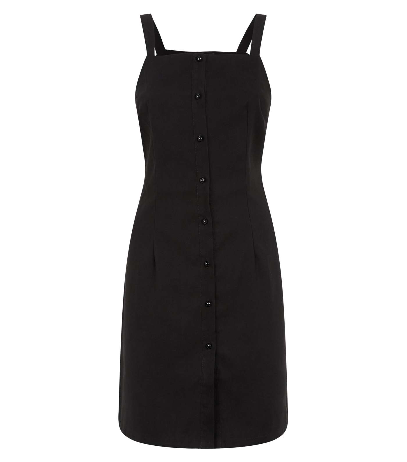 Mela Black Button Up Pinafore Dress Image 4