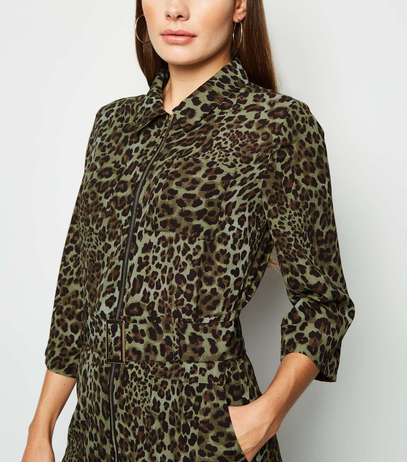 Blue Vanilla Khaki Leopard Print Jumpsuit Image 2