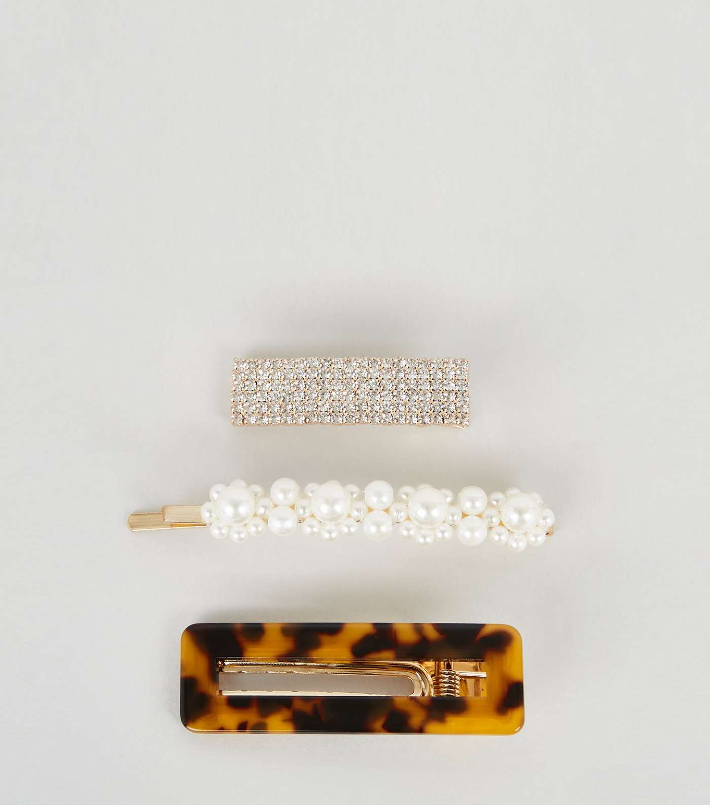 3 Pack Gold Faux Pearl and Tortoiseshell Hair Clips