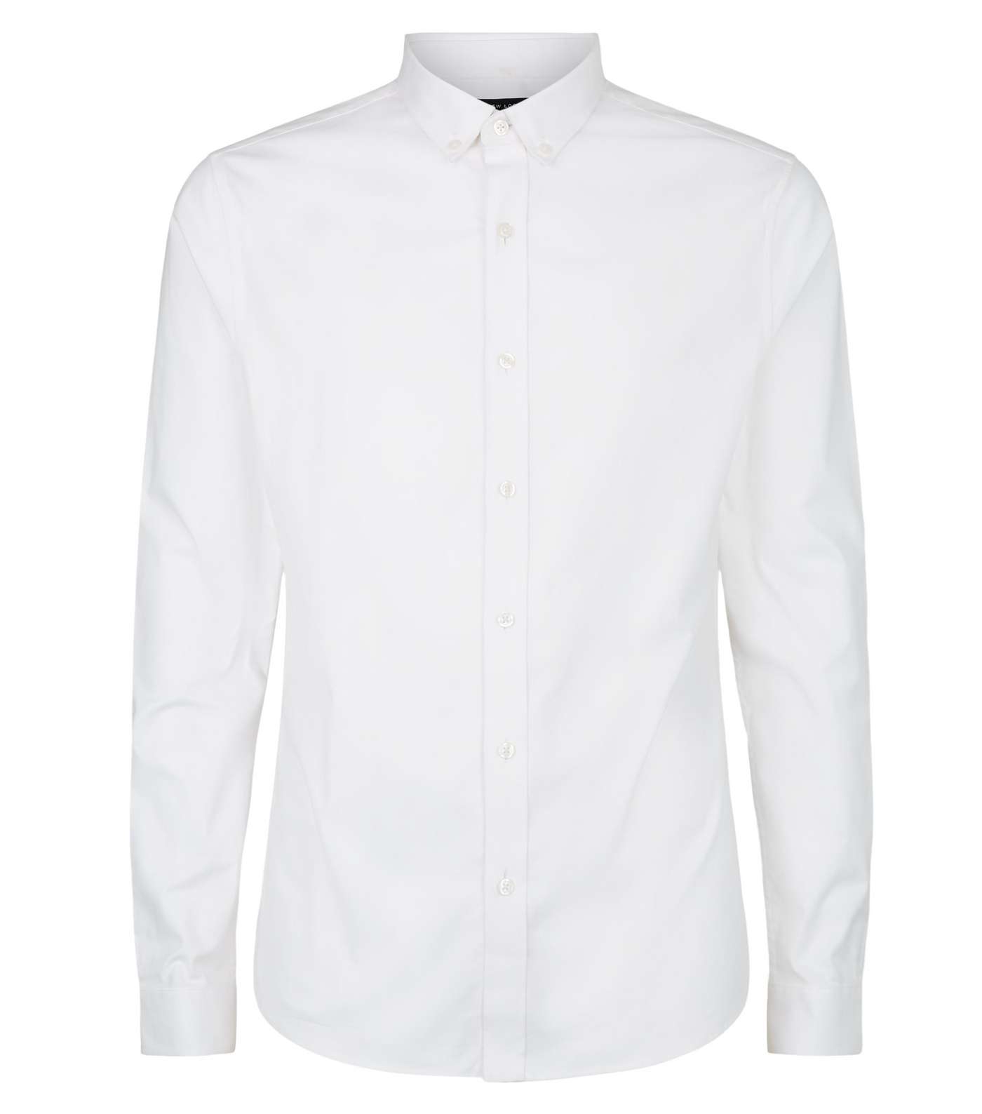White Long Sleeve Muscle Fit Oxford Shirt Image 4