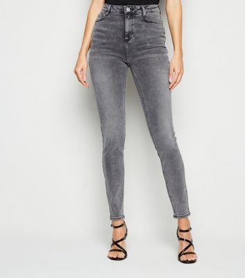 grey high waisted skinny jeans
