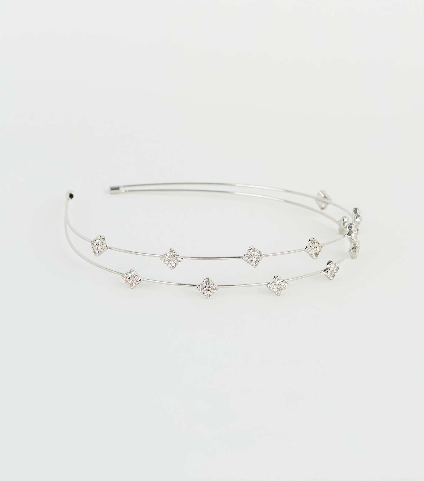 Silver Diamanté Embellished Double Wire Headband