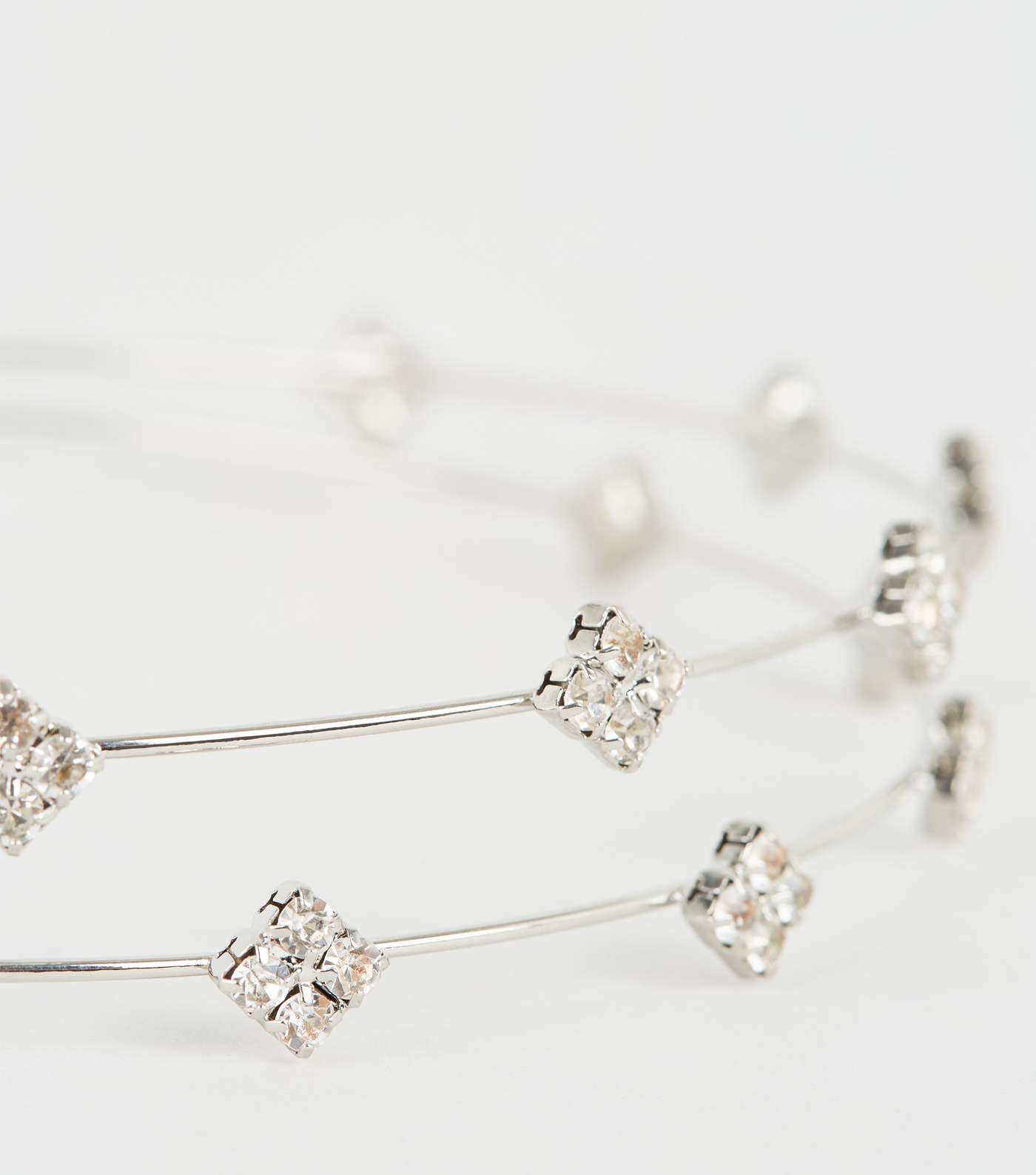 Silver Diamanté Embellished Double Wire Headband Image 3