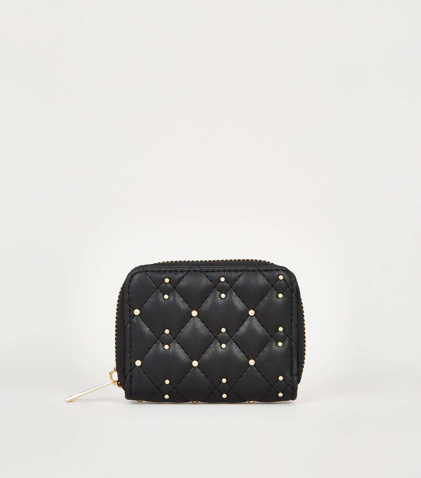 Black Quilted Leather-Look Card Holder