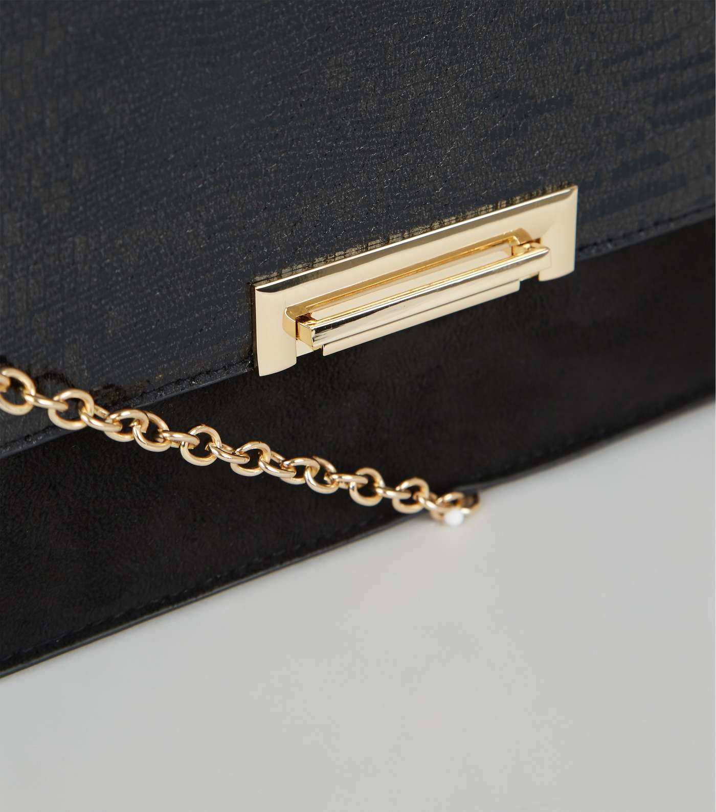 Black Faux Snake and Suedette Clutch Bag Image 3