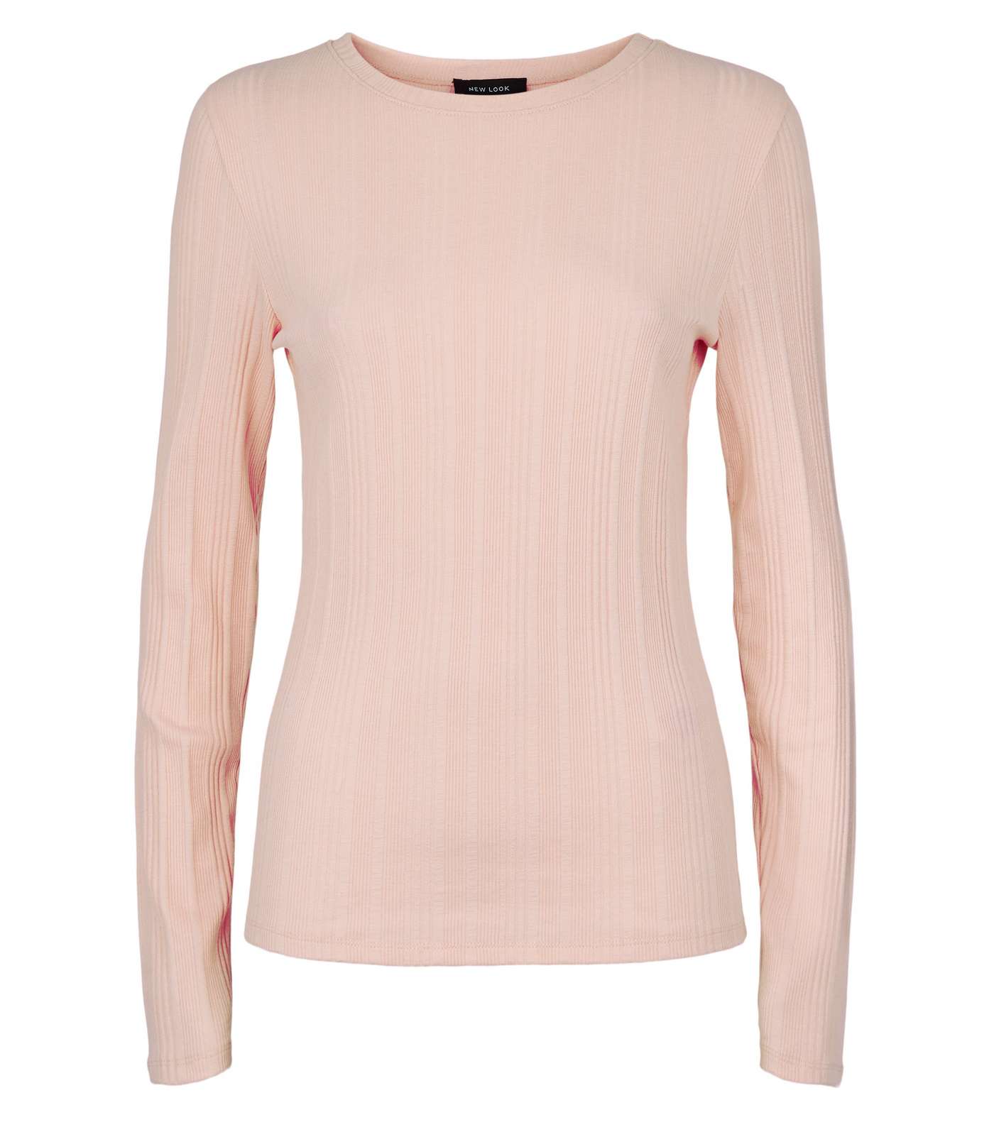 Pale Pink Ribbed Stretch Long Sleeve T-Shirt Image 4