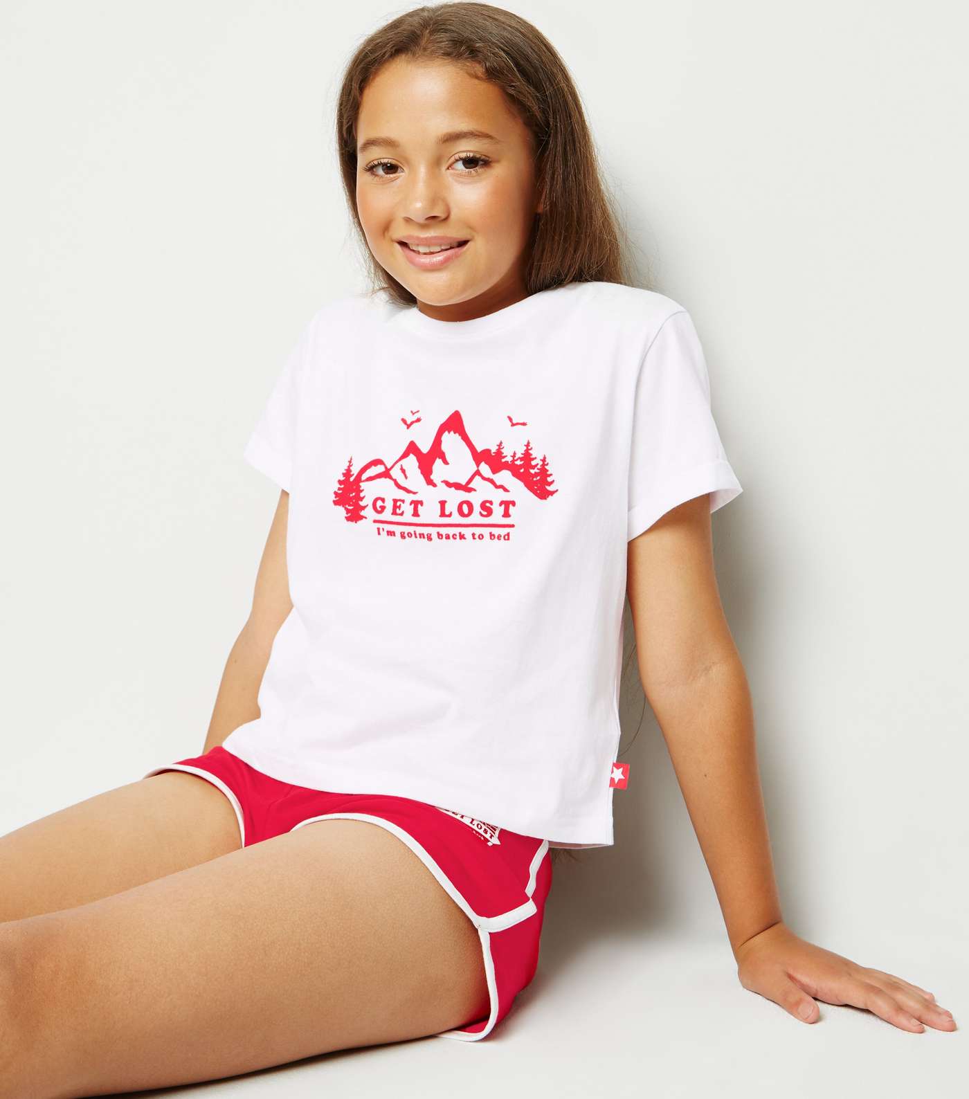 Girls White Mountain Get Lost Slogan Pyjama Set Image 5