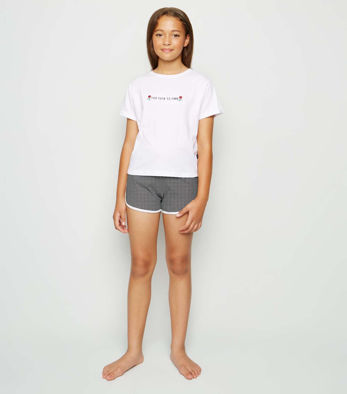 Girls White Too Cute Slogan Pyjama Set Image 2