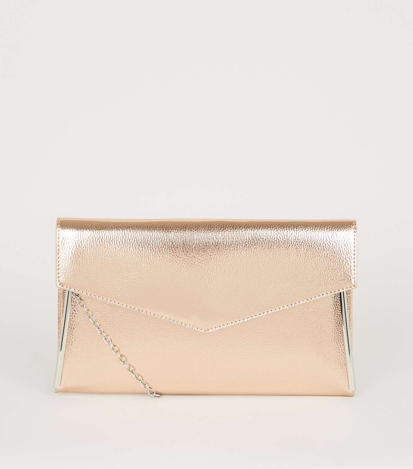Rose Gold Leather-Look Asymmetric Clutch