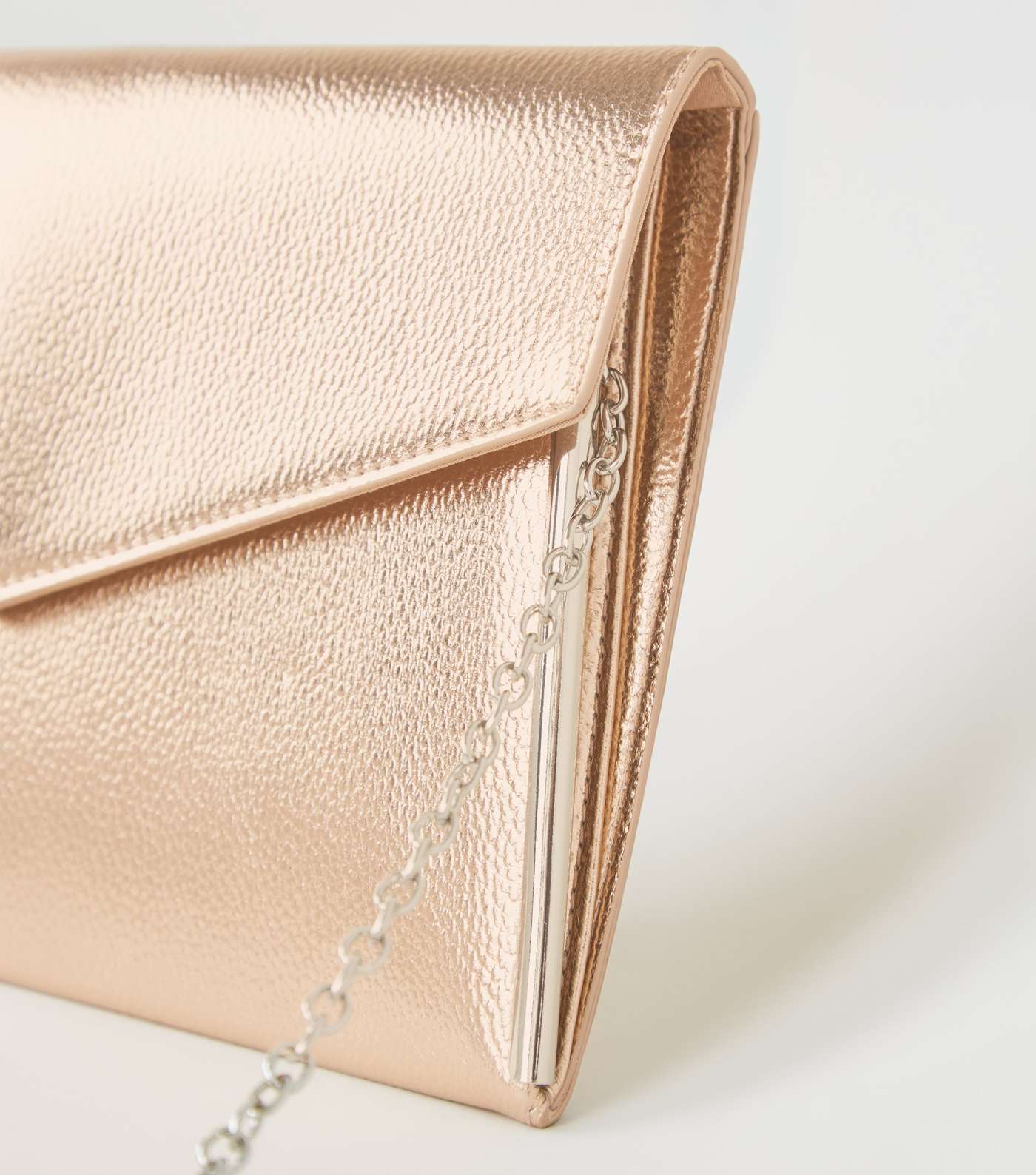 Rose Gold Leather-Look Asymmetric Clutch Image 3