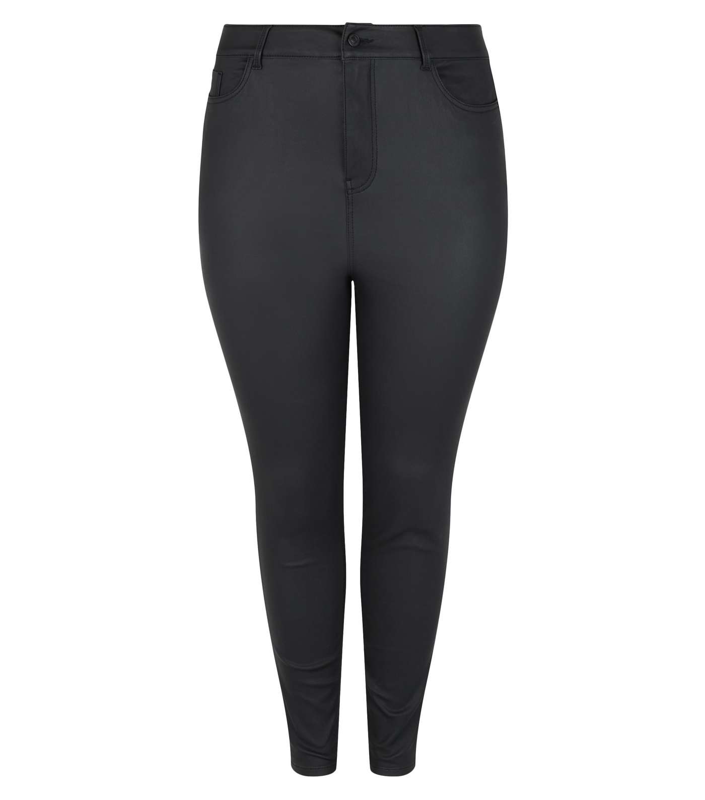 Curves Black Leather-Look 'Lift & Shape' Jenna Skinny Jeans Image 5