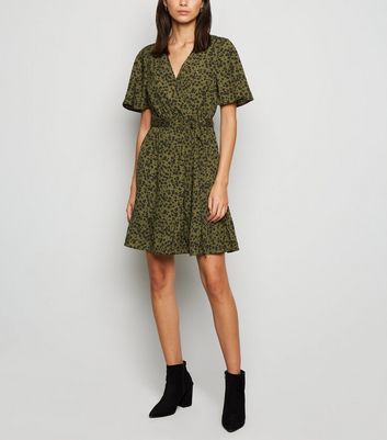 khaki green dress new look