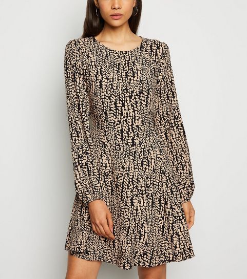 Brown Leopard Print Smock Dress