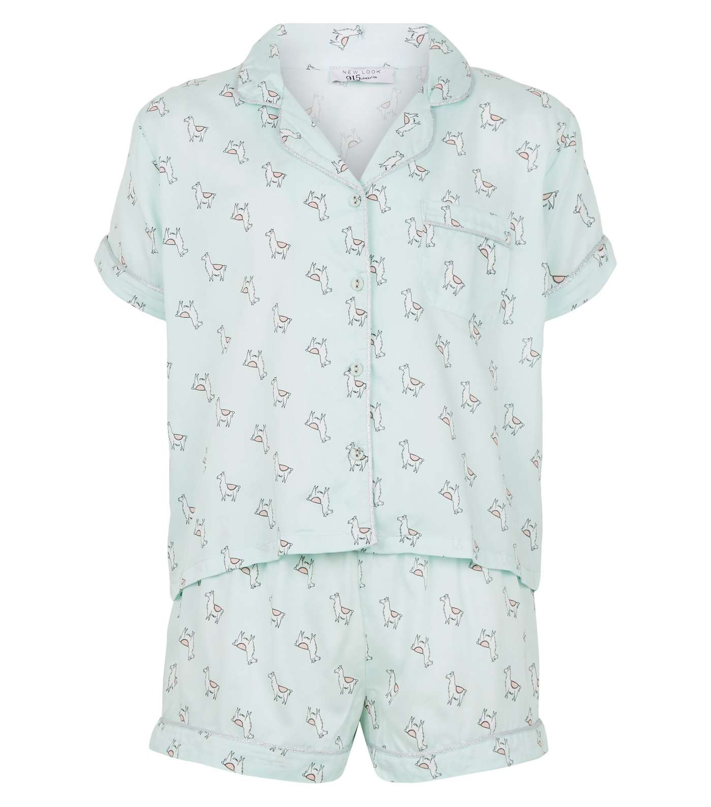 Girls Mint Green Llama Pyjama Set Image 3