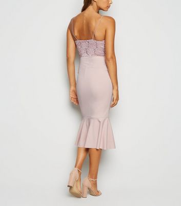 pink fishtail midi dress