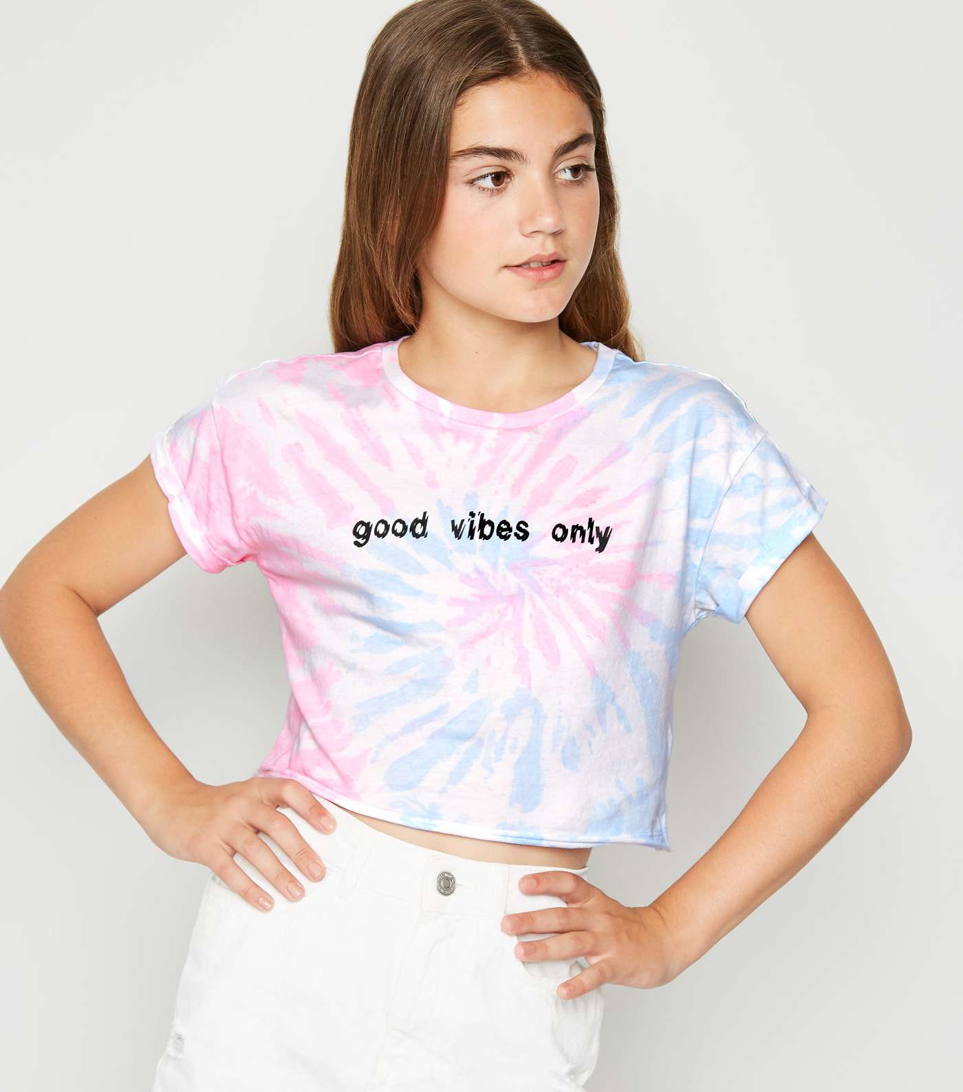 Girls Multicoloured Good Vibes Slogan T-Shirt