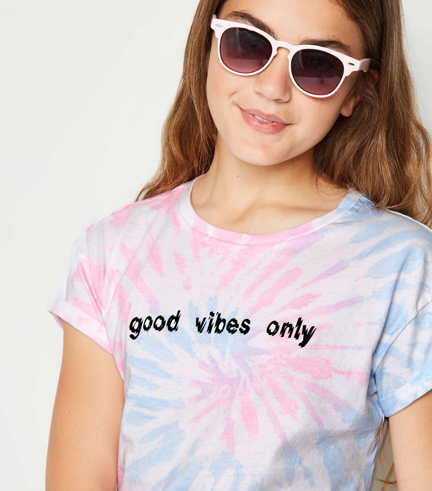 Girls Multicoloured Good Vibes Slogan T-Shirt Image 5