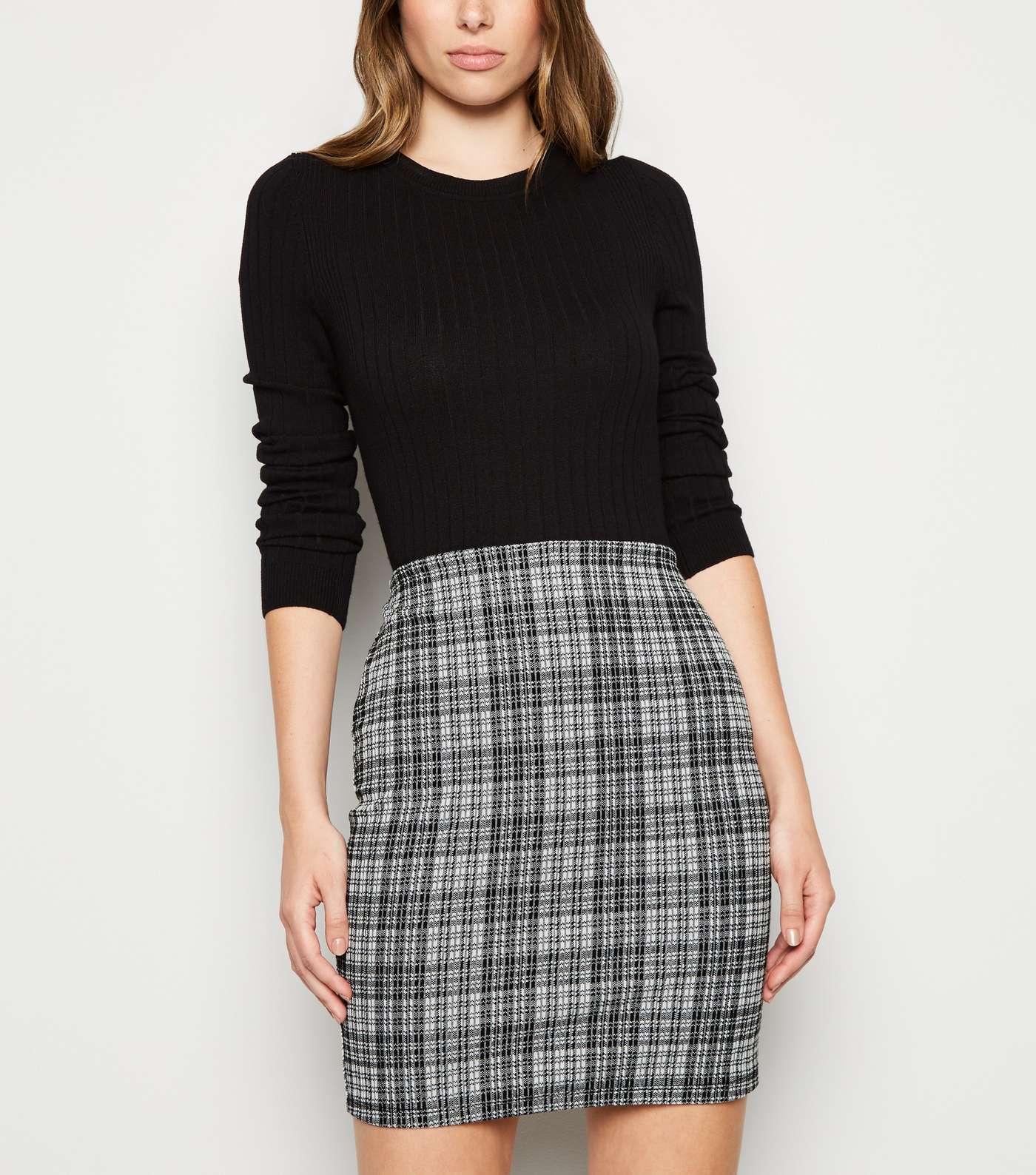Tall Black Check Mini Skirt Image 2
