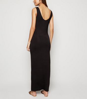 black jersey dress sleeveless