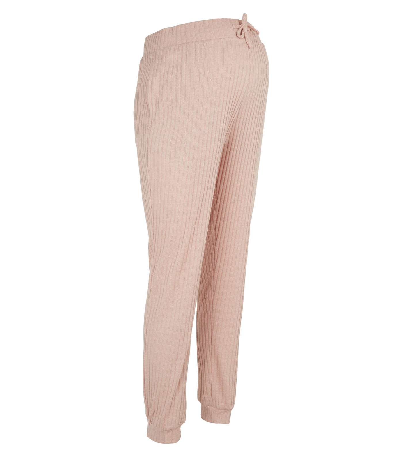 Maternity Pale Pink Ribbed Fine Knit Joggers Image 4