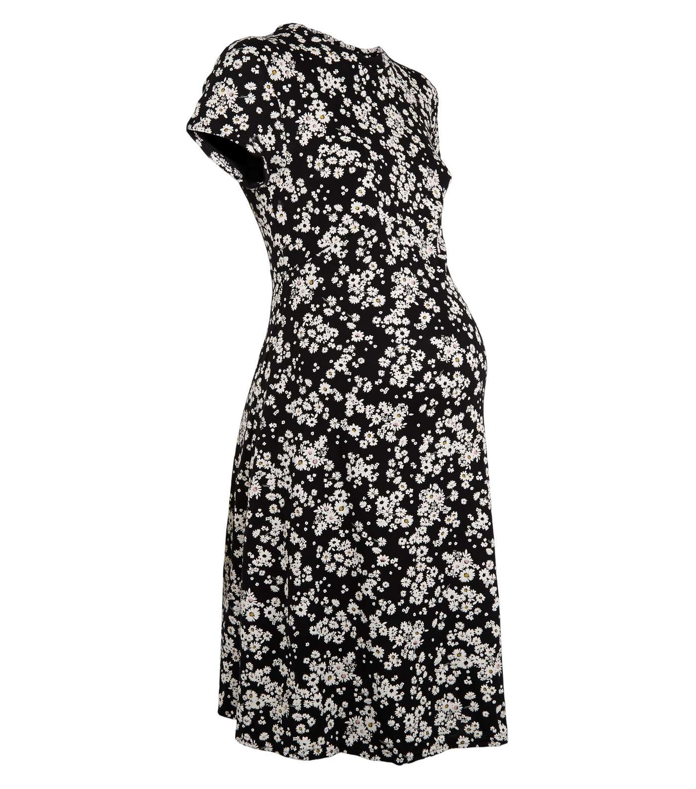 Maternity Black Floral Jersey Swing Dress Image 4