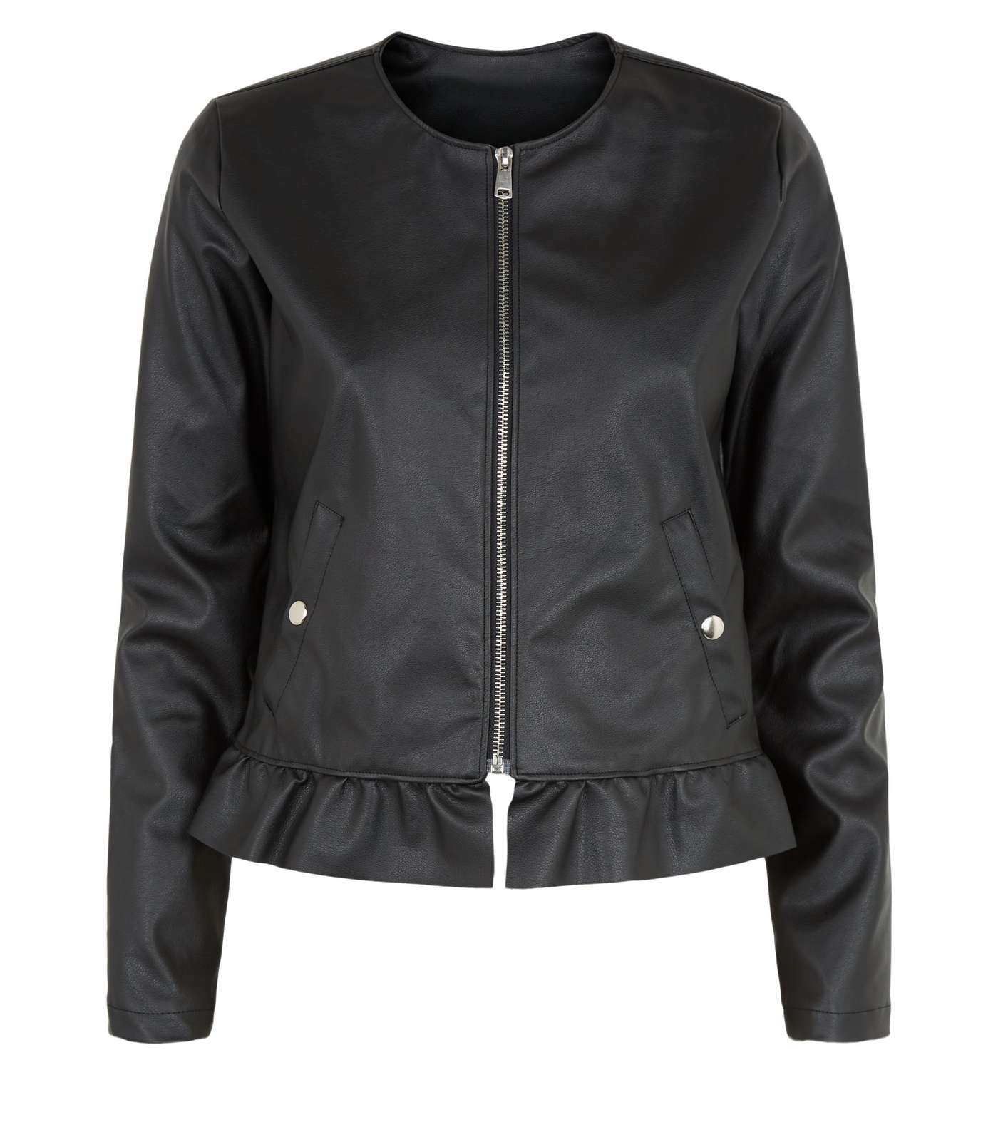 Urban Bliss Black Leather-Look Peplum Jacket Image 4