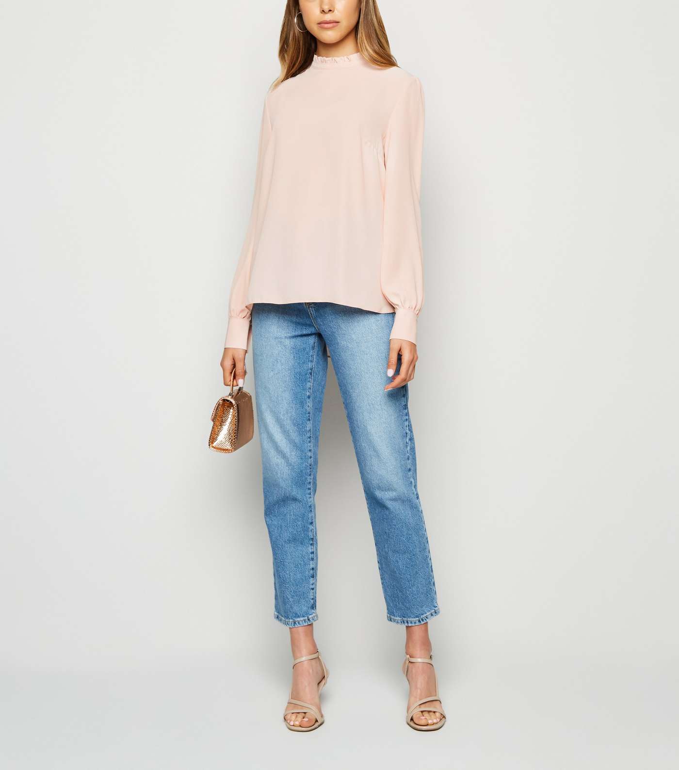 Pink Frill Trim Puff Sleeve Blouse Image 2