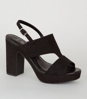 black wide fit platform heels