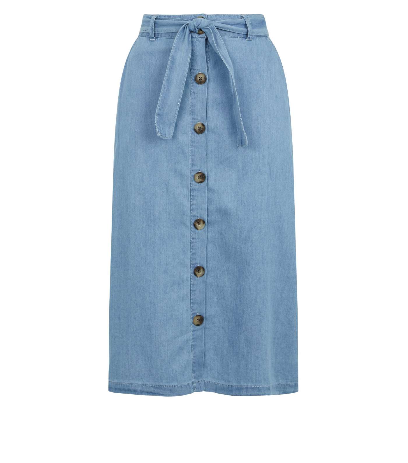 Urban Bliss Blue Button Up Midi Skirt Image 4