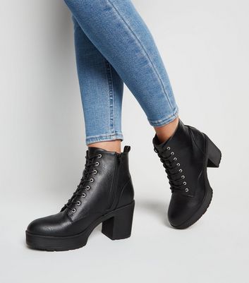 Black Chunky Heel Ankle Boots | New Look