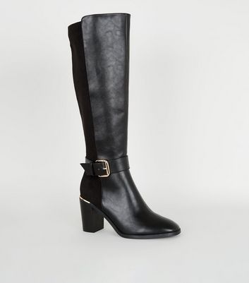 knee high boots leather heel