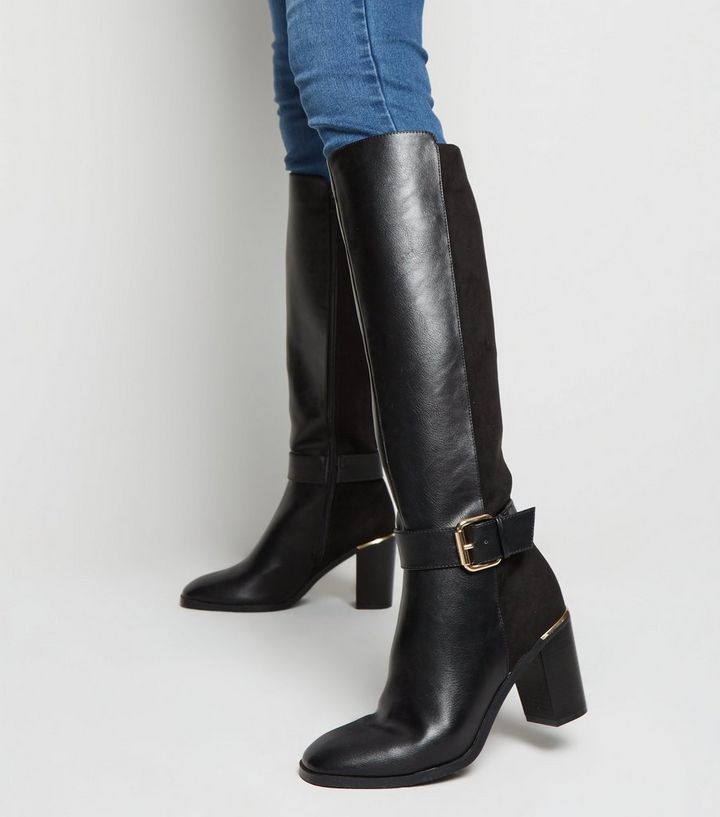 Leather knee high boots
