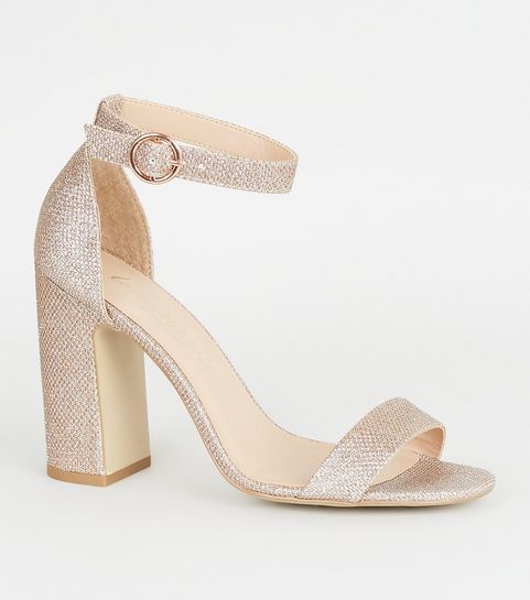 Rose Gold Glitter 2 Part Block Heels