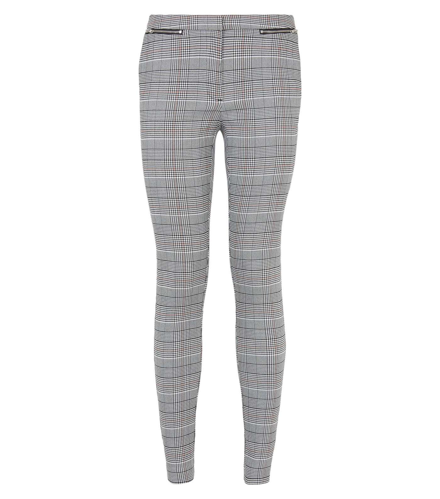 Light Grey Check Skinny Trousers Image 4
